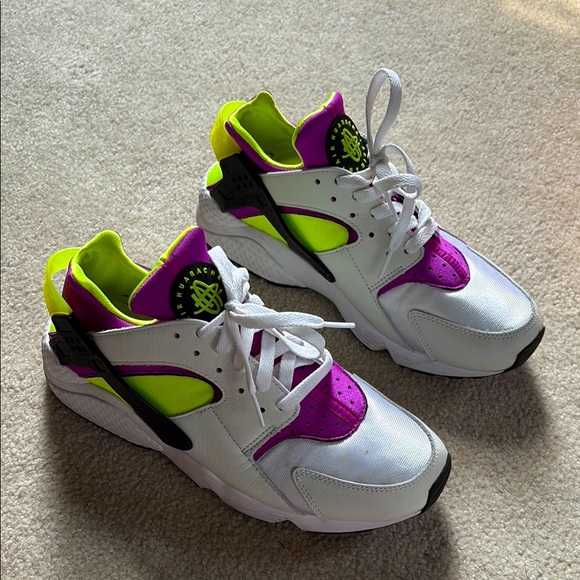 Nike Air Huarache White/Neon/Purple Sneakers
